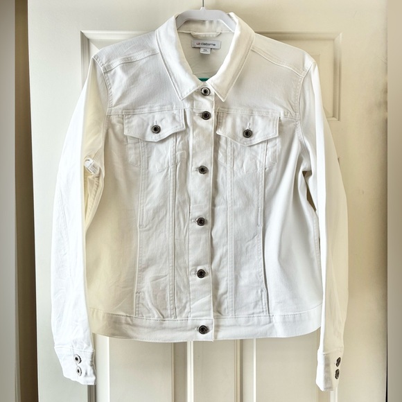 Liz Claiborne Women’s Mid-weight Denim Jean Jacket White Size XXL - Picture 7 of 16
